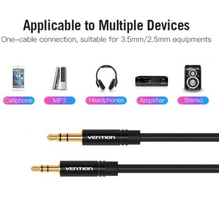 Vention Cable Estéreo Jack 3.5 mm Macho a Jack 2.5 mm Hembra 50cm Negro Vention Cable Estéreo Jack 3.5 mm Macho a Jack 2.5 mm Hembra 50cm Negro
